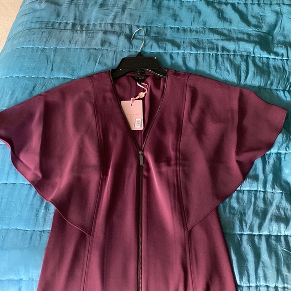 NWT Ted baker V-neck drape sleeve midi dress purple. Size small, new with tags! - Picture 6 of 7